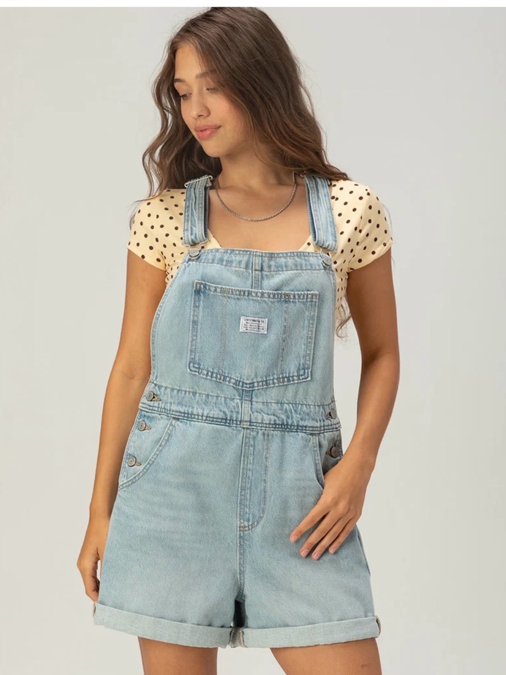 NWT Women’s Levi Strauss & Co Vintage Shortalls Overalls Light Wash Sz S Denim